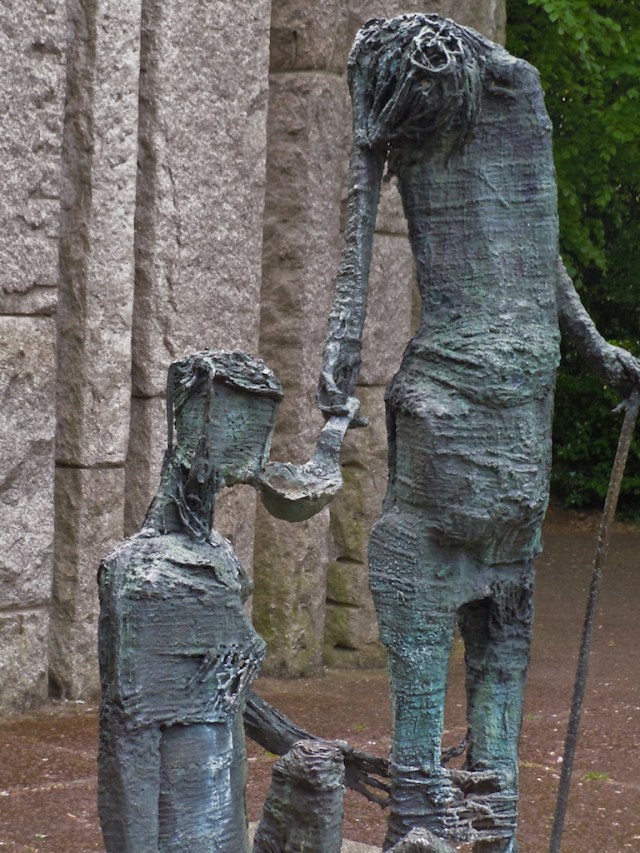 Edward Delaney's famine memorial at the northeast corner of St. Stephen's Green in Dublin Ireland
